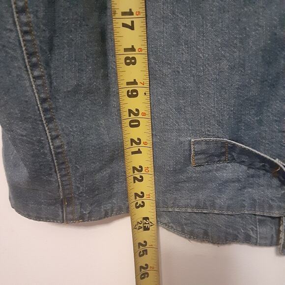 Vtg 90s Arizona Jean Company Denim Blue Vest Western Aztec Boho Mens Size L - Picture 7 of 7